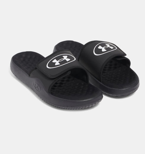 Under Armour Slide's כפכפי אנדר ארמור בצבע שחור לוגו לבן